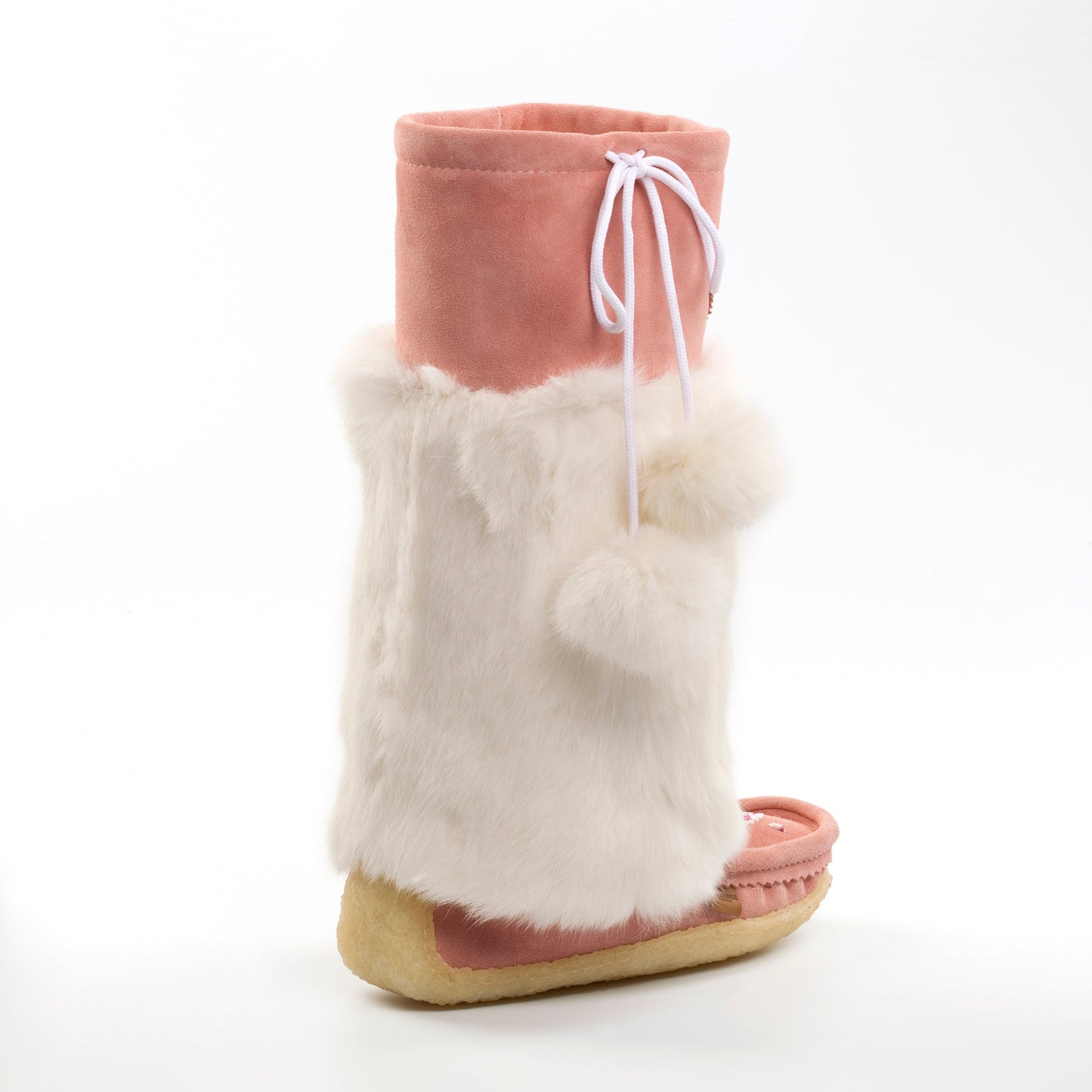 pink mukluks with white rabbit fur and gum sole tecumseh canada 