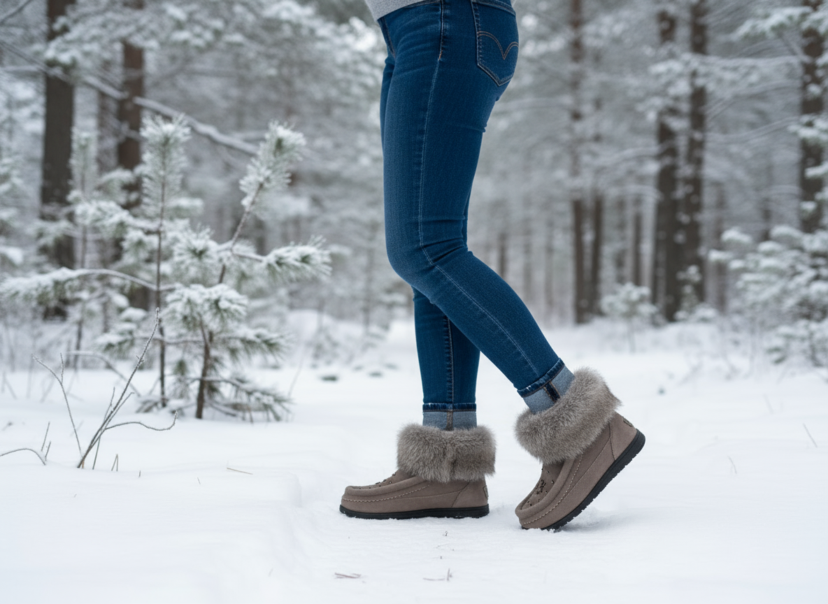 Charcoal Ankle Fur Boots with Grey Rabbit Fur & Hand Beading