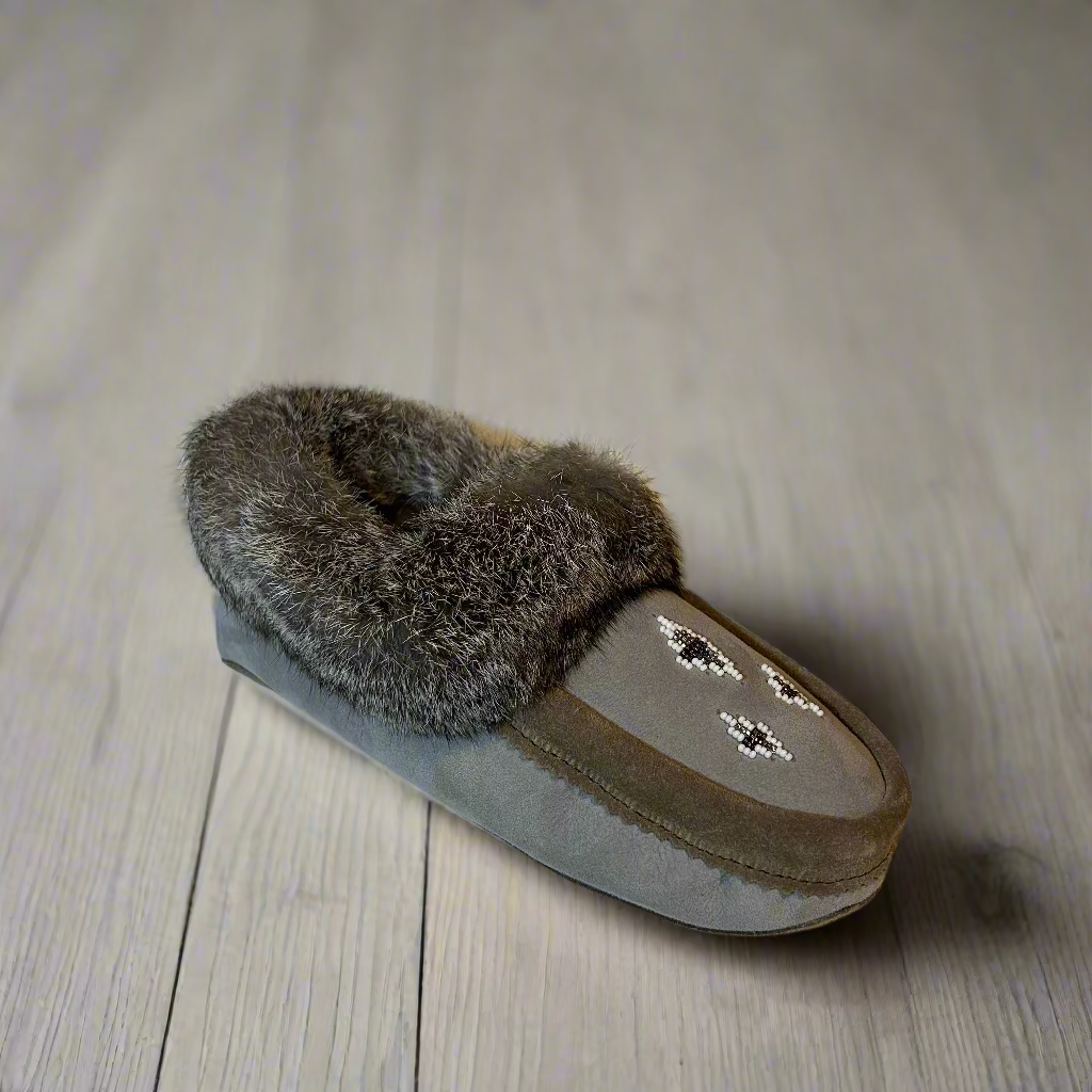 grey sheepskin moccasins 