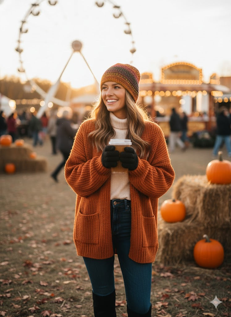 Rosie's Garden Handcrafted Slouchy Beanie - Autumn Glow
