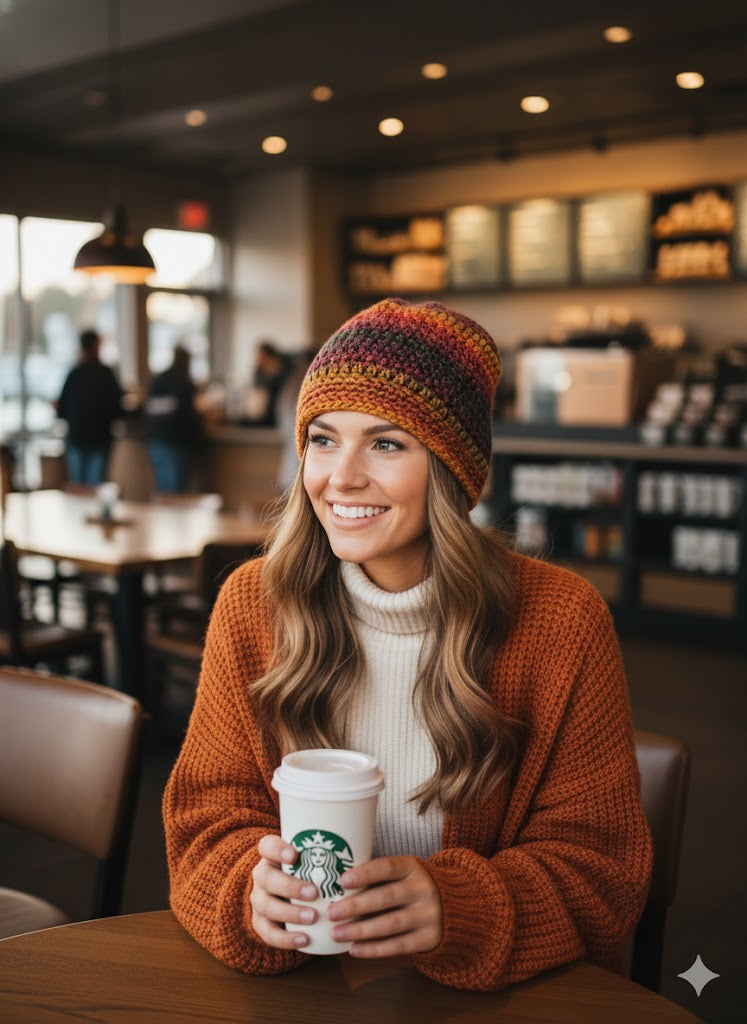 Rosie's Garden Handcrafted Slouchy Beanie - Autumn Glow