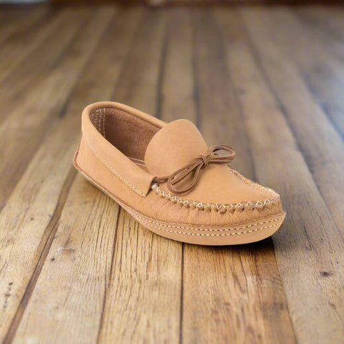 Women's Natural Moosehide Moccasins With Double Padded Sole