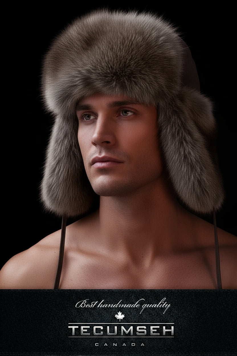Tecumseh Canada Lynx Shade Fox Fur Bomber Hat - Handcrafted in Canada