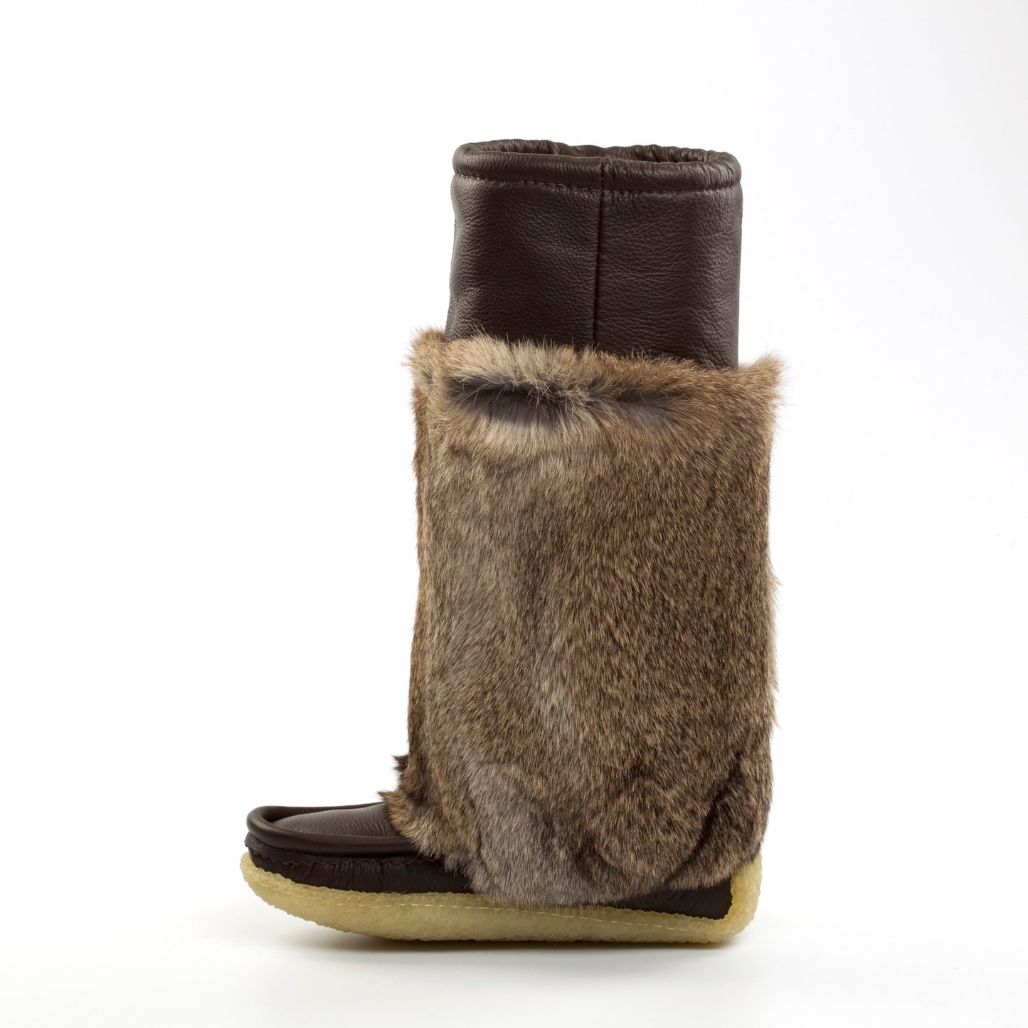Brown fur boot cuff on a white background