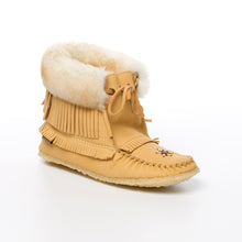 Load image into Gallery viewer, Women&#39;s Natural Moosehide Leather Sheepskin Lined Concho Mukluk Boots Fringe
