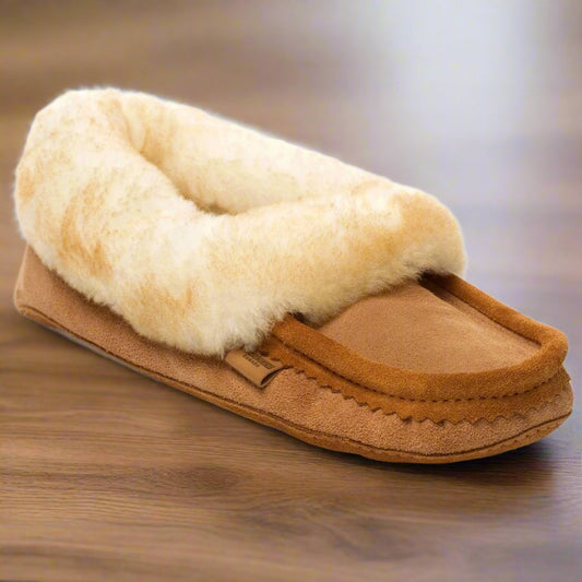 Men's Tecumseh Canada Dark Tan Sheepskin Moccasins