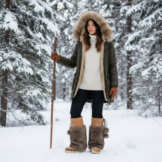 Tecumseh Canada Banff Tall Mukluks In Mocha Suede and Merino Wool Lining