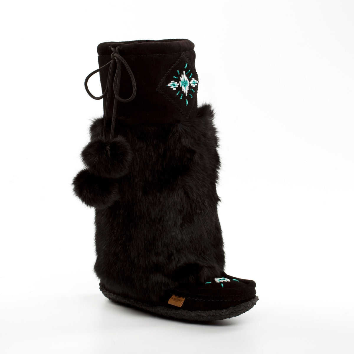 Tecumseh Canada Raven I Tall Mukluks in Black Suede and Merino Wool
