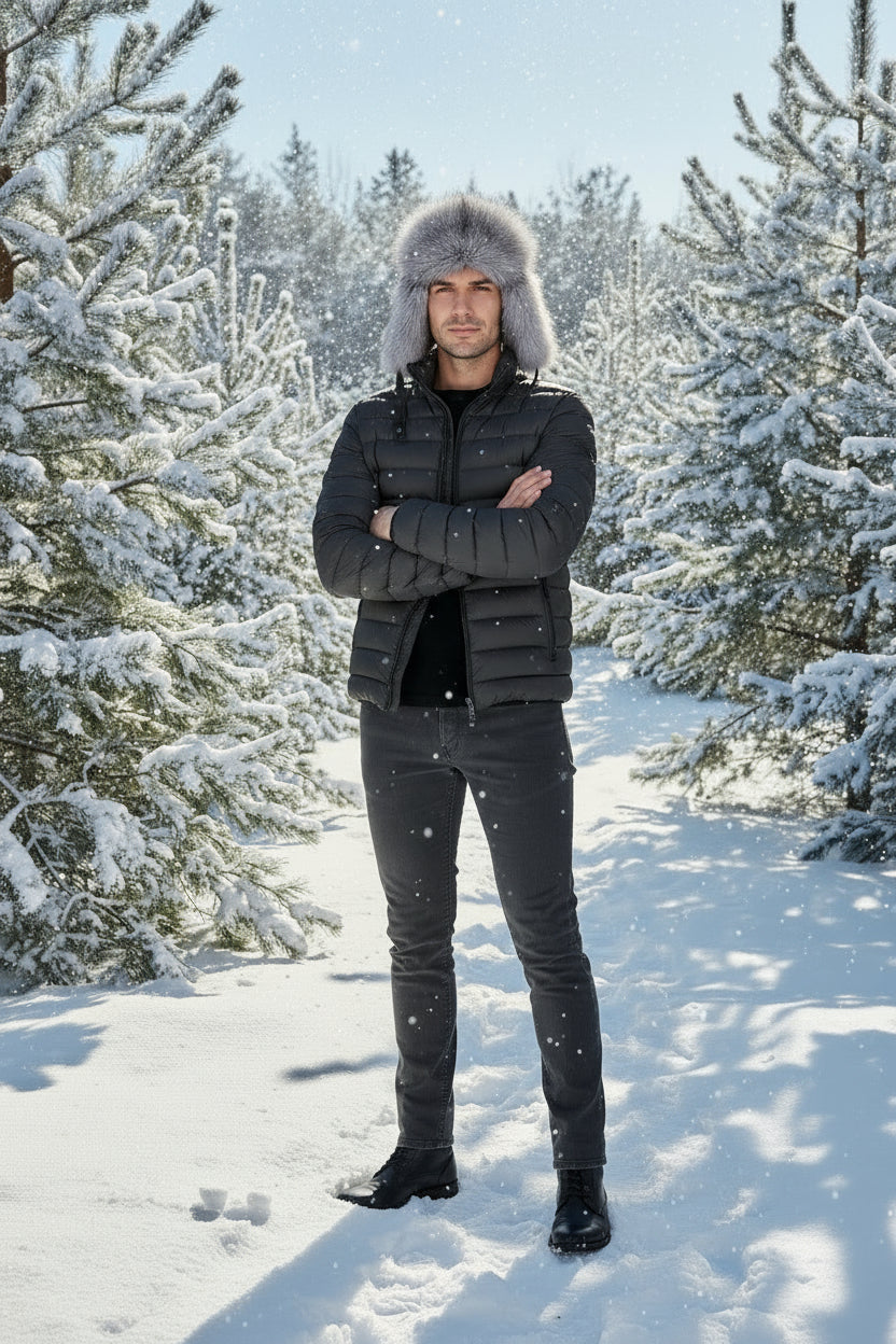 Tecumseh Canada Blue Fox Fur Bomber Hat - Handcrafted in Canada