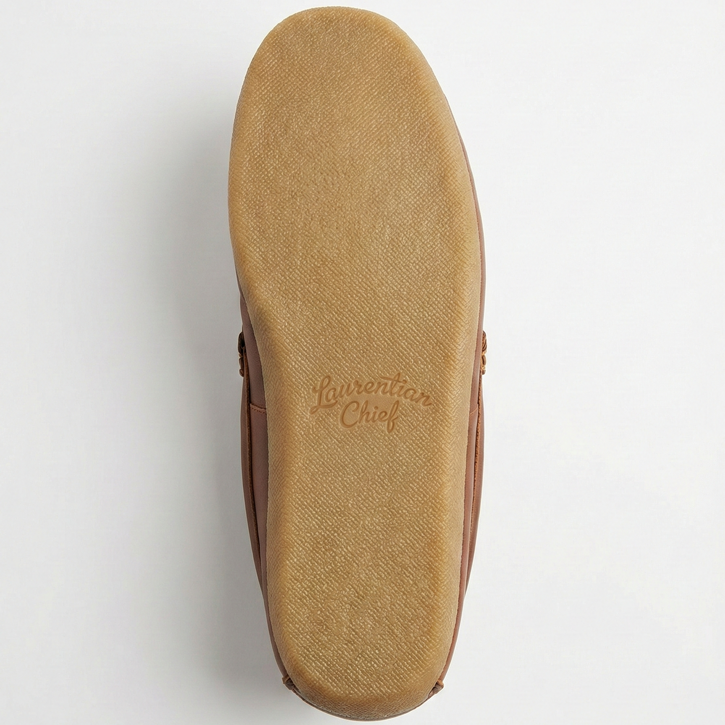 Brown shoe sole with 'Lansinger Chief' branding on a white background