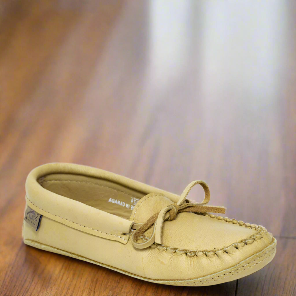 Women's Laurentian Chief Natural Moosehide Moccasins With Double Padded Sole