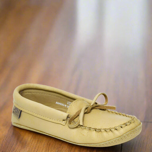 Women's Laurentian Chief Natural Moosehide Moccasins With Double Padded Sole