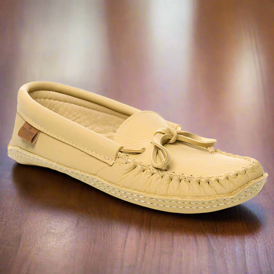 Women's Tecumseh Canada Natural Moosehide Moccasins With Double Padded Sole