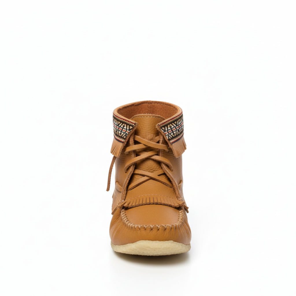 Men's Moosehide Concho Moccasin Boot - Beaded Fringe | Tecumseh