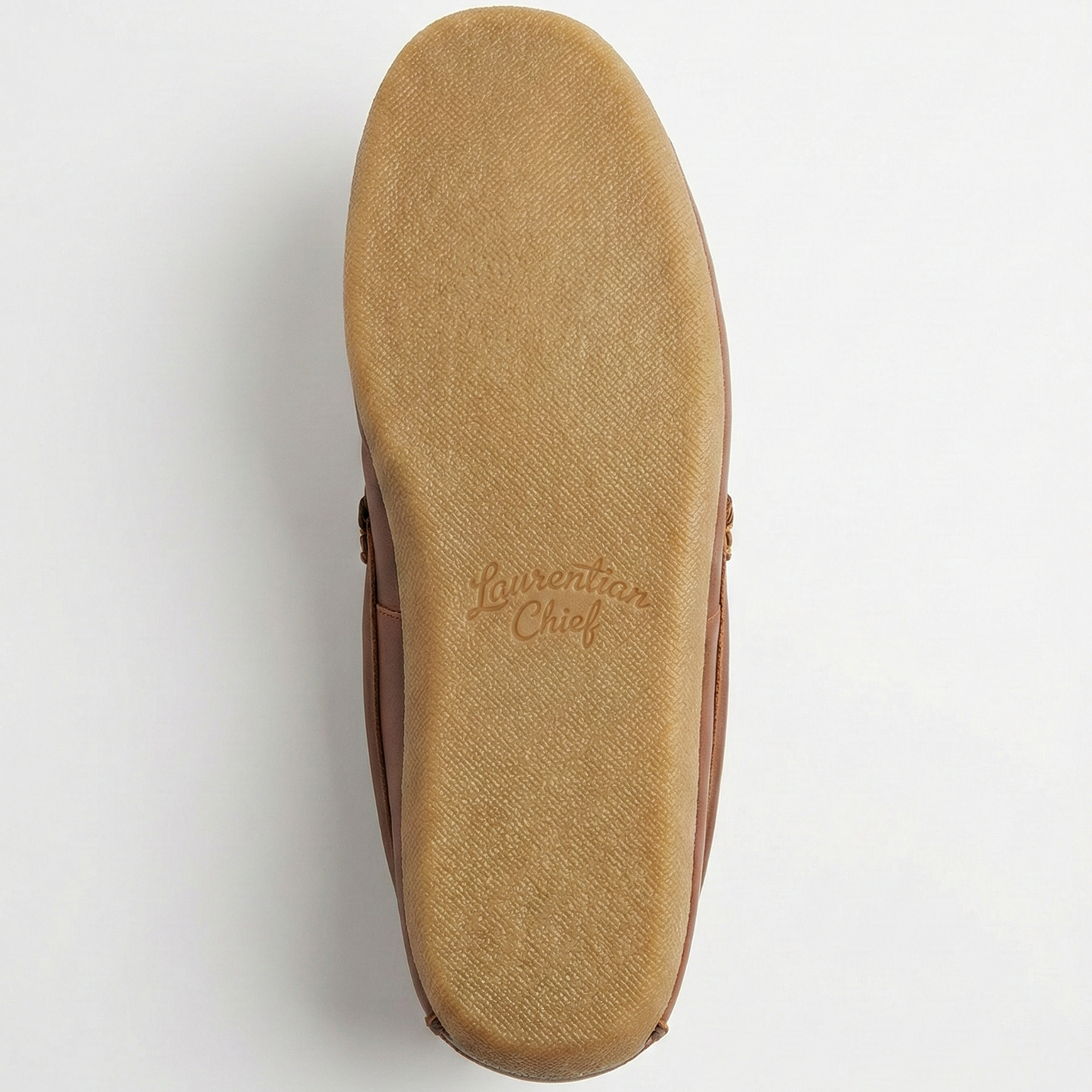 Brown shoe sole with 'Lansinger Chief' branding on a white background