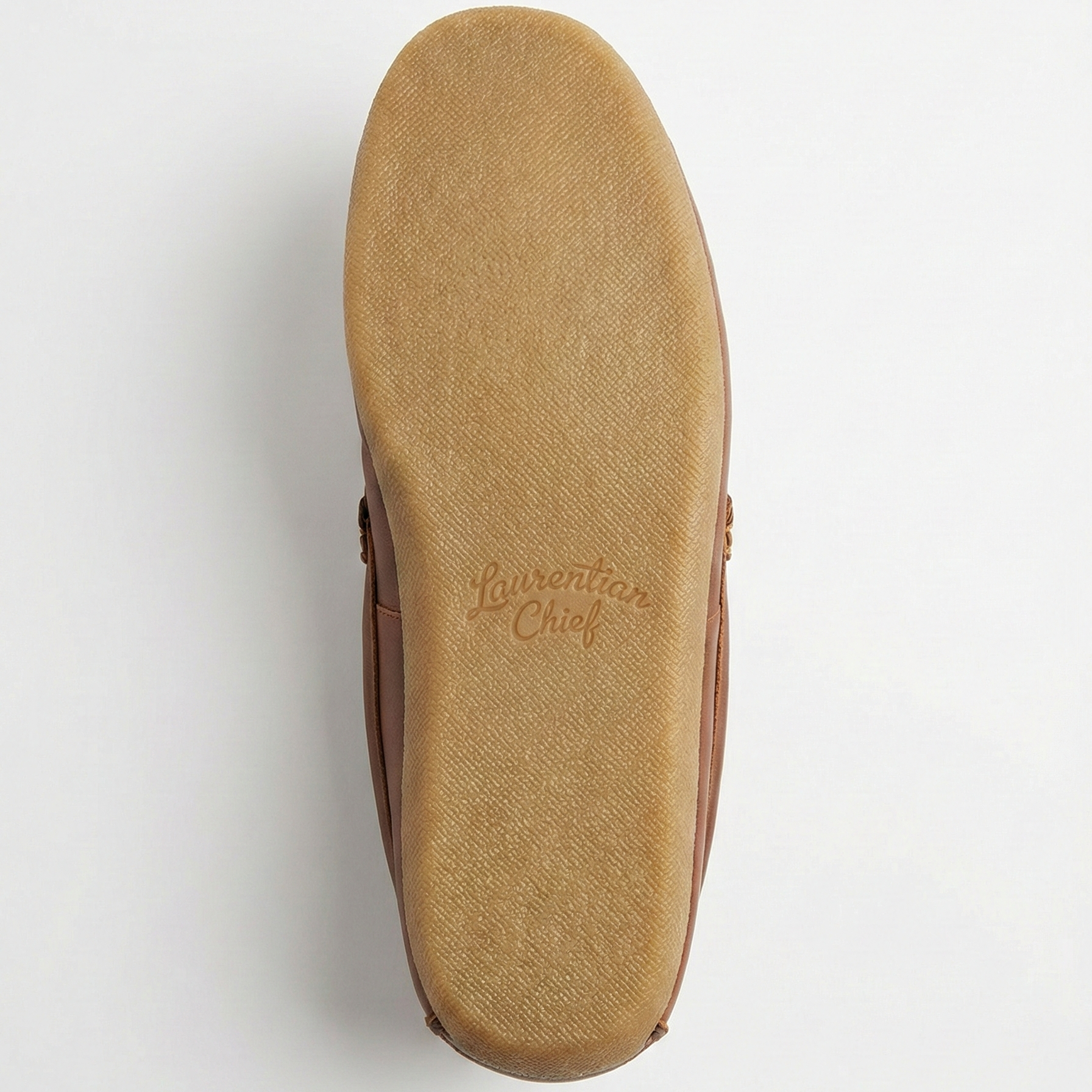 Brown shoe sole with 'Lansinger Chief' branding on a white background