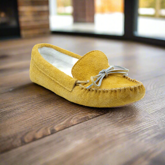 Men's Indian Tan Suede Moccasins With Fleece Lining