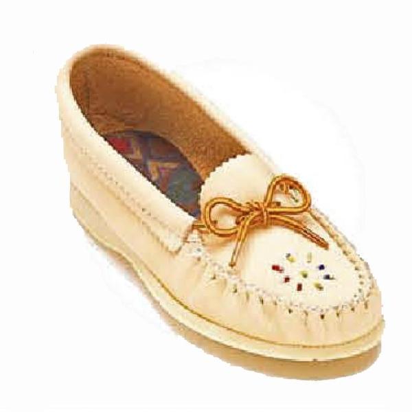 Women's Natural Cowhide Driving Moccasins Beaded Indian sole